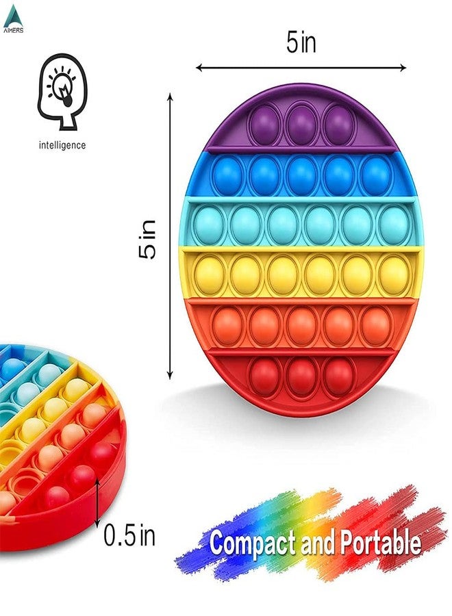 AIMERS 2 Pack Rainbow Pop Fidget Toys, Round and Square, Colorful Push Pop Bubble Squeeze Toy, Silicone Sensory Gadget for Stress, Popper Gift for Kids, Children, Teens, Adults (Round + Heart) - Image 4